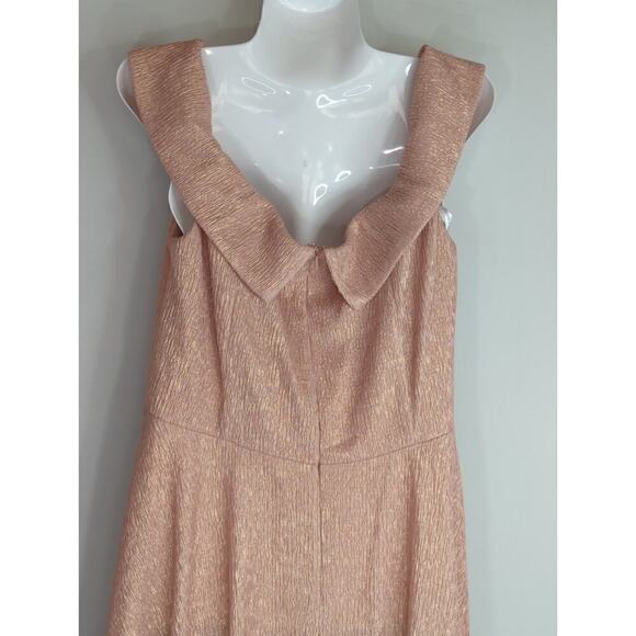 Oleg Cassini Womens Off The Shoulder Metallic Hi-Lo Dress Rosego Size 12 NWT - Picture 9 of 14